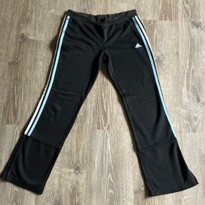 Black stripe adidas flare zipper leggings. Size small.